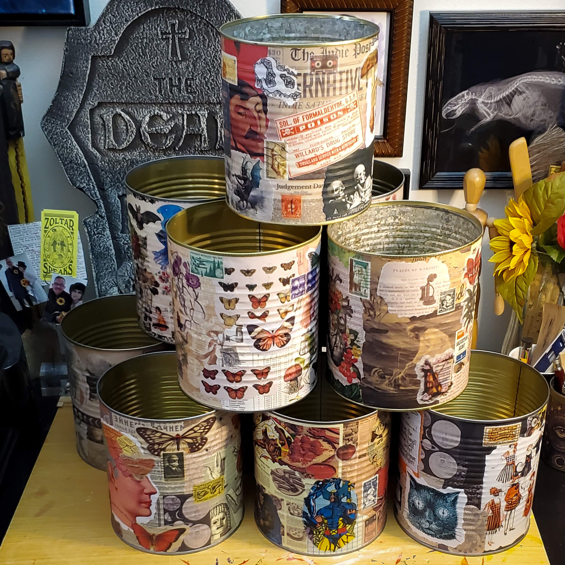 Craft Project: Decoupage Institutional Cans
