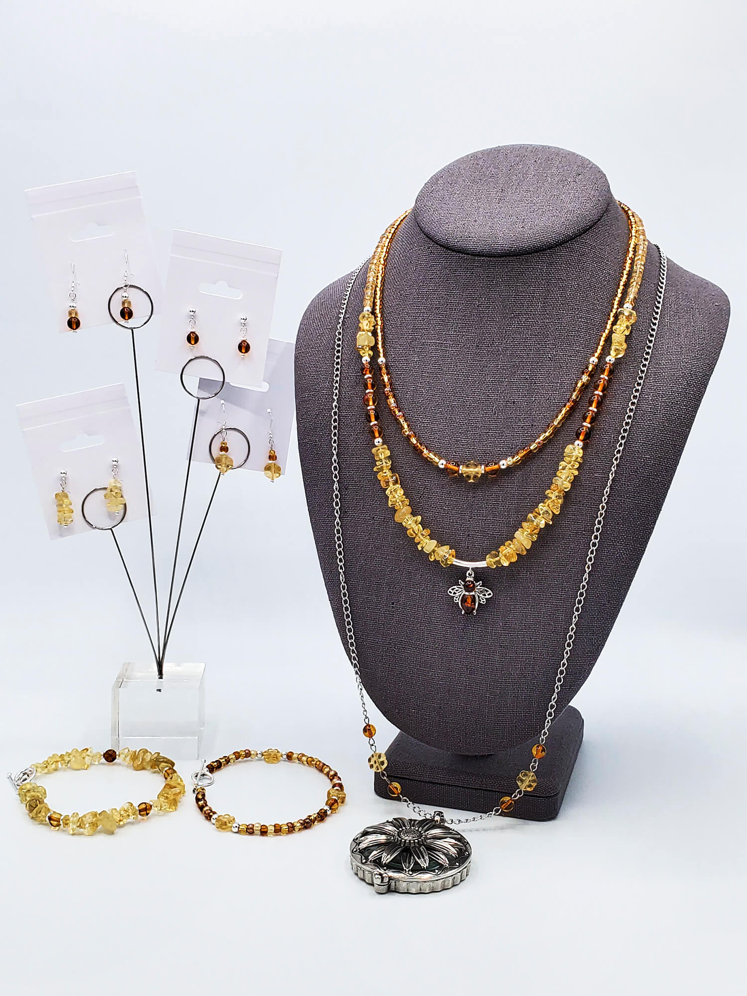 "Lux Vitae" Mix-and-Match Jewelry Set (Amber and Citrine, Czech Glass)