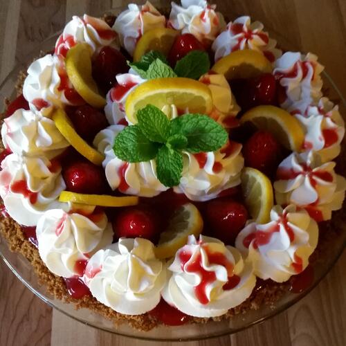 Strawberry-Glazed Cream Cheese Pie with Stabilized Whipped Cream
