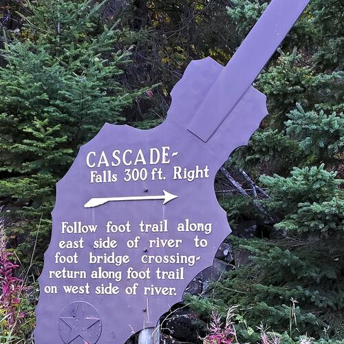 Cascade River State Park: Highway Falls Signage